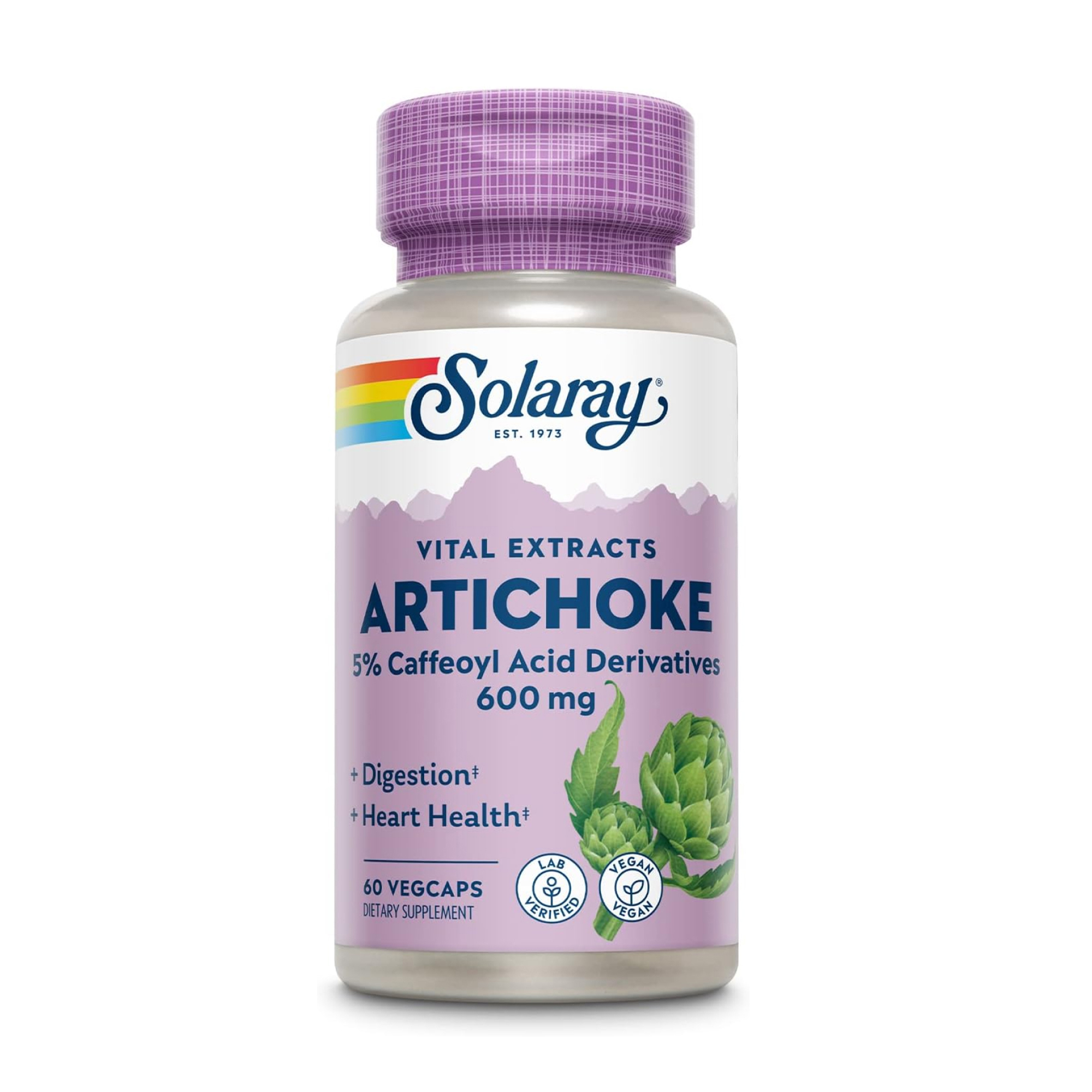 Екстракт листя артишоку Solaray Artichoke Leaf Extract 600 мг, 60 вегетаріанських капсул