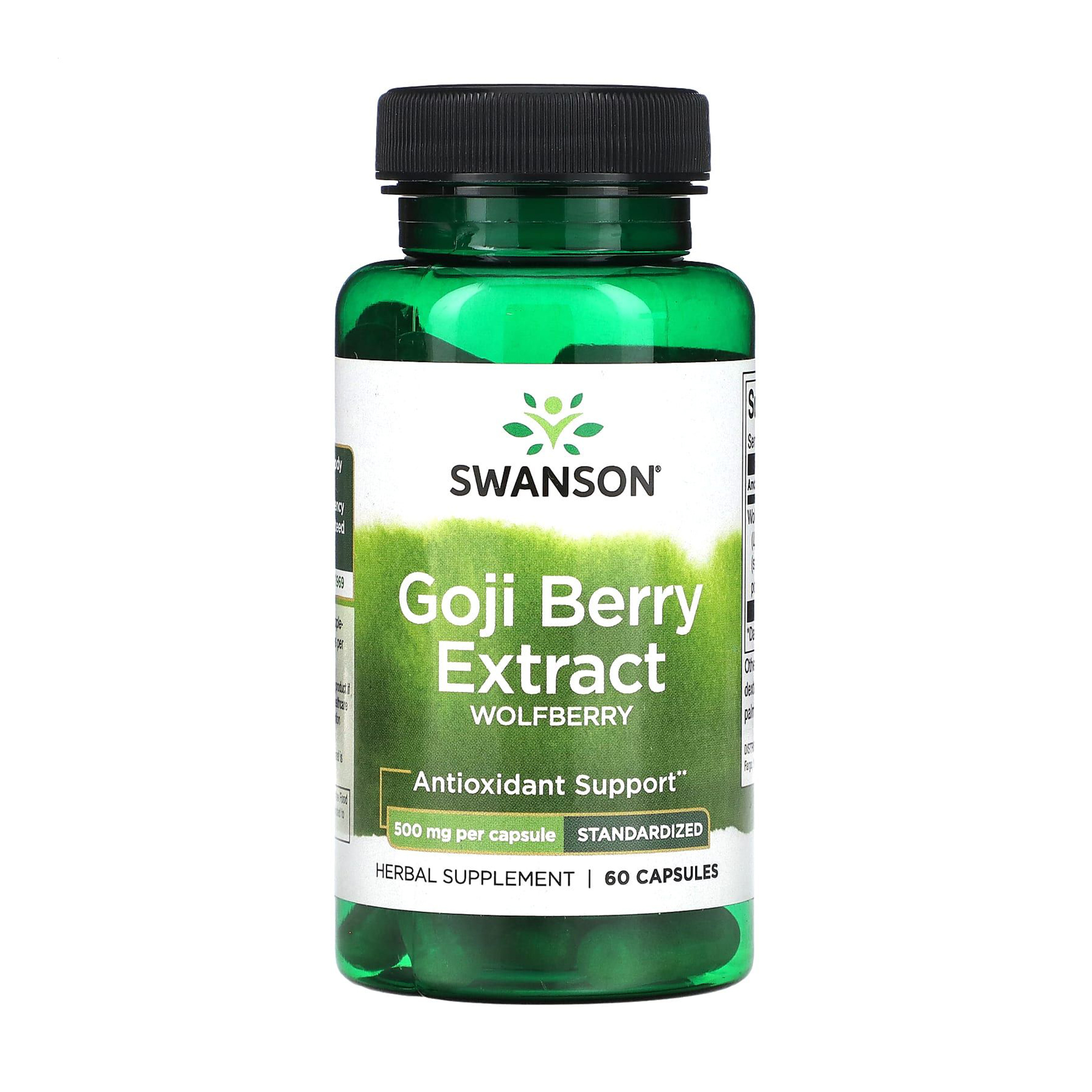 Екстракт ягід годжі Swanson Goji Berry Extract Wolfberry 500 мг, 60 капсул