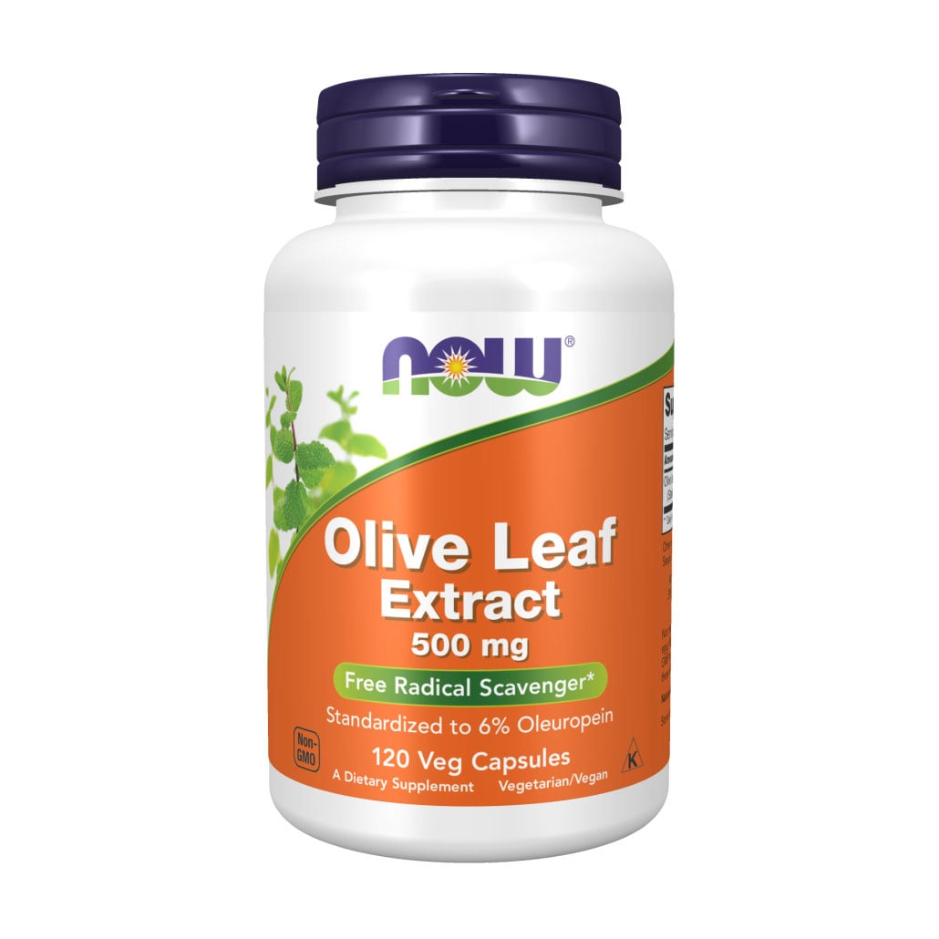 Листя оливи екстракт NOW Foods Olive Leaf Extract 500 мг, 120 веганських капсул